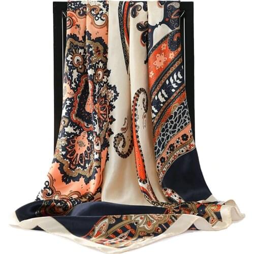 Fashion Shawl Hair Scarf Women Silk Hijab Scarf Female 90CM Kerchief Square Shawl Scarves Ladies Bandanna Foulard Free Shipping
