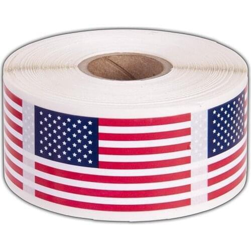 250Pcs/Roll United States American Flag Stickers Self Adhesive USA Flag Stickers Party Decorations For Election Independence Day