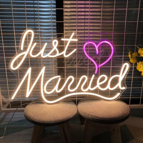 Just Married Custom LED Neon Sign Suitable For Home Restaurant Hotel Hall Propose Wedding Party Background Decorative Light