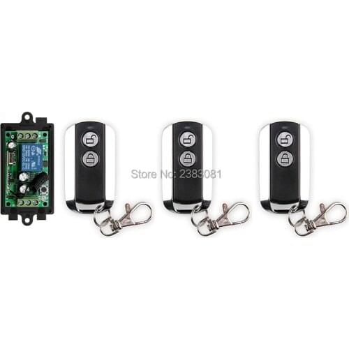 NEW DC12V 1CH Wireless Remote Control Switch System teleswitch 1pcs Receiver & 3pcs 2 Keys metal waterproof Remote