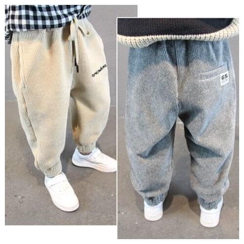 2021 Spring and Autumn New Boys Corduroy Pants Korean Childrens Loose Casual Trousers Harem Pants Childrens Comfortable Pants
