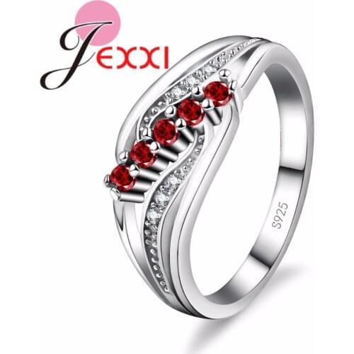 New 925 Sterling Silver Lady Promotion Shiny Zircon Crystal Openwork Multicolor Banquet Holiday Party Christmas Ring