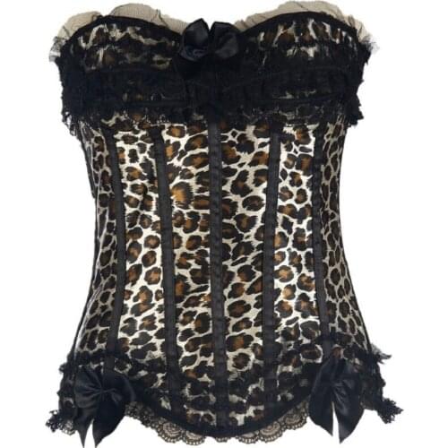 Overbust bustiers & corsets lace up plus size fashion leopard corset strapless top vintage burlesque sexy korsett 6XL