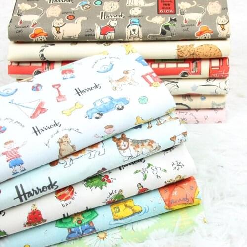 Half Meter cartoon animals Twill Polyester Cotton Fabric For Long Dress Upper Clothes Table Cloth Sofa Pillow Table Cloth
