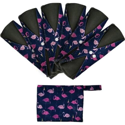 5 Pcs Feminine Hygiene Sanitary Towel Liners Menstrual pad Gaskets Reusable Washable Pads Bamboo Charcoal Sanitary Napkin