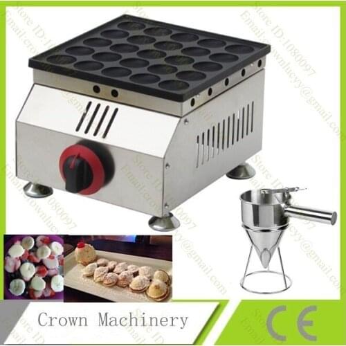 Commercial Use Non-stick LPG Gas 25pcs Poffertjes Mini Dutch Pancake Maker Iron Machine Baker With Batter Dispenser