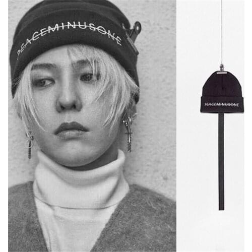 Kpop BIGBANG GD Wool Hat Top Quality G Dragon Same Black Knitted Embroidery Elastic Autumn Winter Warm Hat Cap