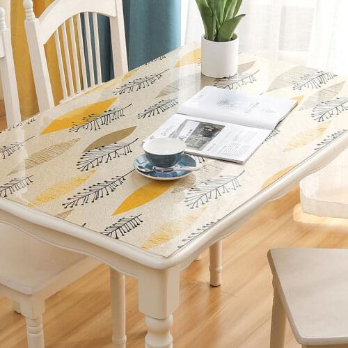 HAZY PVC Tablecloth Waterproof Anti-scalding Oil-proof Soft Glass Coffee Table Mat for Kitchen Home Decoration