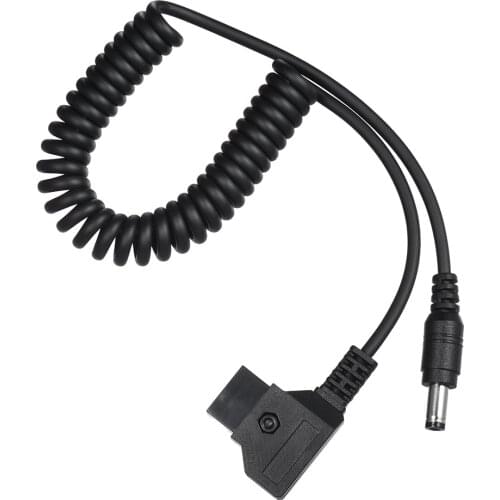 Coiled D-Tap 2Pin Male to DC 5.5*2.5mm Adapter Cable for V-Mount Anton Battery DSLR Rig Power Supply Extension Elastic Cable 1M