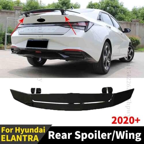 Carbon Fiber Splitter Diffuser Body Kit Roof Rear Spoiler Wing Trunk Spoiler Refit Boot Lip For Hyundai Elantra 2020 2021 2020