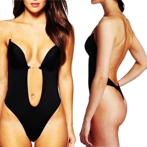 Twinso Bodysuit Party Dress Underwear Women Body Shaper Slips Backless Plunge Thong Sexy Bra with Wire Waist Trainer Shapewear