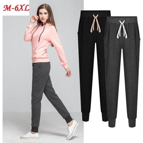 Spring Woman Casual Sporting Pants Autumn Winter Ladys Thick Harem Pants Womens Clothing Lace-up Long Trousers Plus Size Pants