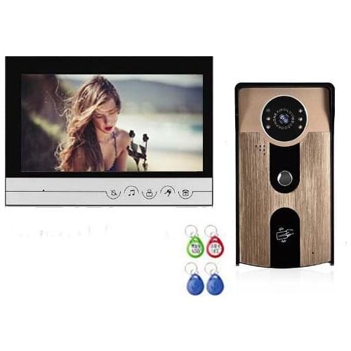 XINSILU 9" Video Door Phone Touch Key LCD Color Monitor IR FRID Camera, Intercom Doorbell Home Security Video System 1V1