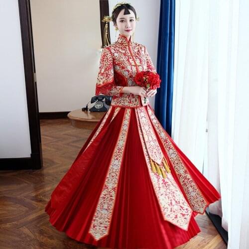 Embroidery Tassel Vintage Retro Wedding Dress High-quality Stylish Modern Long Clothes Cheongsam China Qipao китайская одежда