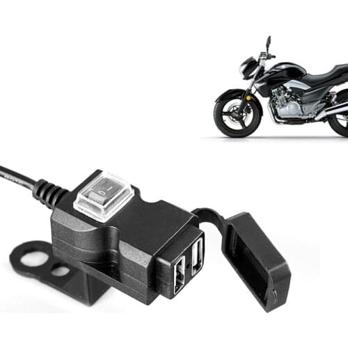 Dual USB Port 12V Waterproof Motorcycle Handlebar Charger 5V 1A/2.1A Adapter Power Supply Socket For Phone Digital Camera MP3/4
