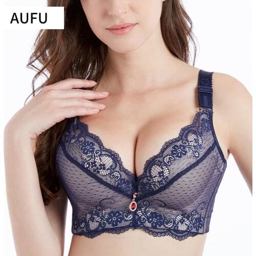 AUFU Push Up Padded Bras for Women Lace Plus Size Bra Add Two Cup Underwire Brassiere A B C Cup