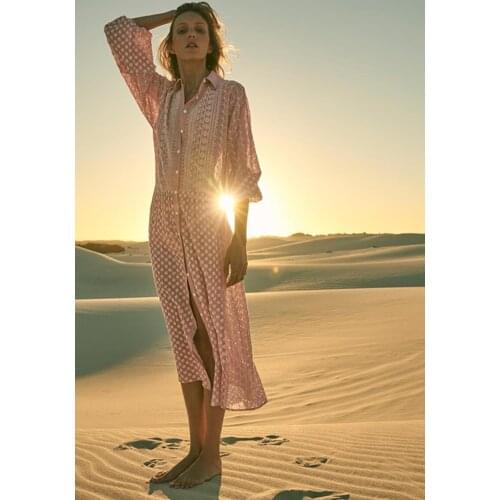 Summer brand womens temperament sweet and fluffy heavy embroidery midi long dress RA