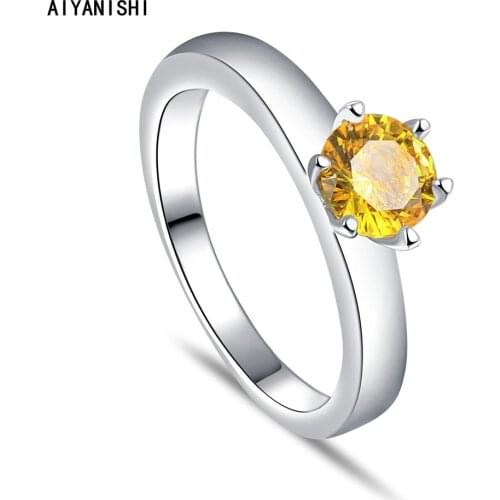 AIYANISHI Simple Female Wedding Ring Jewelry 925 Sterling Silver Round Solitaire Engagement Women Ring Jewelry Anillos Mujer