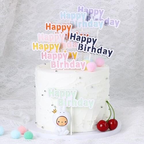 1PC New Happy Birthday Cake Topper Cute Candy Colors Cupcake Topper For Baby Shower Girls Birthday Party Cake Decorations