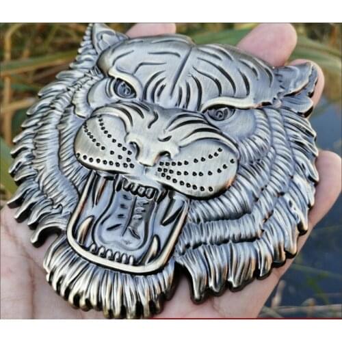 1 Pcs 3D Metal Tiger Head Car Logo Grille Emblem Badge Car Stickers Grid Standard Off-road Vehicle Personalized Modification