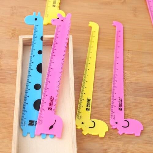 1pc Cartoon Animal Giraffe 15cm Straight Ruler Lovely Magnetic Bookmark Ruler Painting Learning Stationery