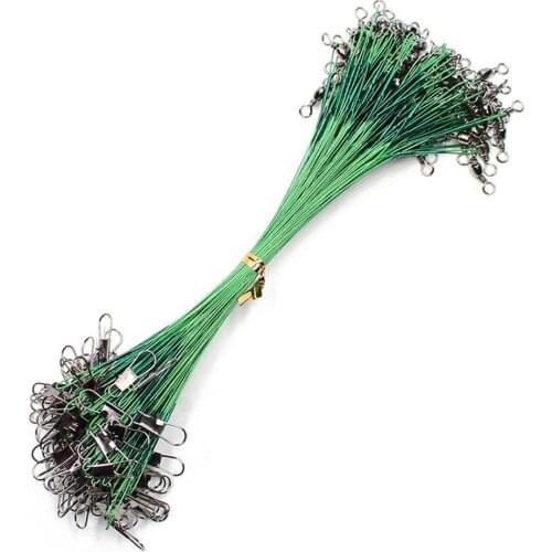 20pcs Anti Bite Steel Fishing Steel Wire Leader Line with Swivel Fishing Accessory Lead Core Leash Fishing Wire 15cm 20cm