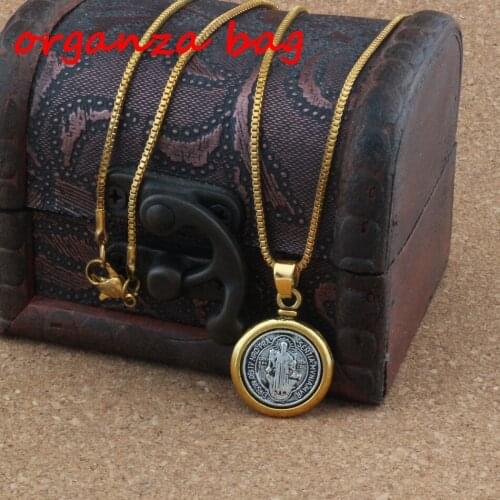 2pcs Saint San Benedetto Medal Cross Religion Pendant Necklaces Jewelry DIY Clavicle necklace A-278f