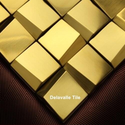 3D Arched Gold Brushed Metal Mosaic Tille Background Wall, European wall decoration home improvement, SD-042