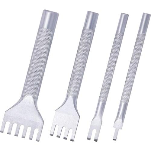 Nonvor 4Pcs Leather Craft Tool Chisel Set Stainless Steel Sewing Hole Chisel Graving Stitching Punch Tools Kit 4 size for choose