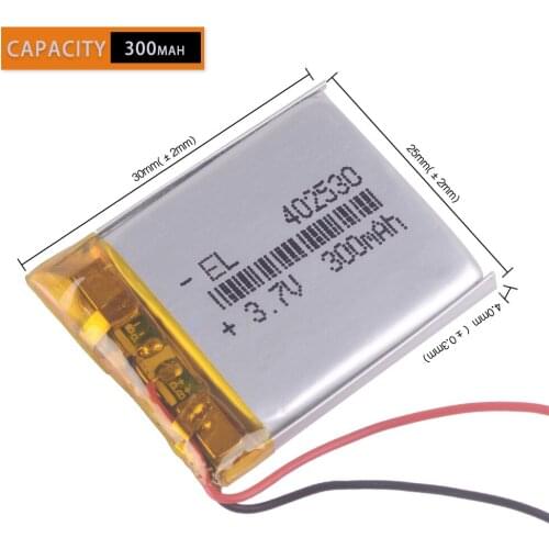 402530 300mAh mp3 battery 3.7v mp4 mp5 mouse Bracelet Wrist Watch DVR GPS PDA 402431 402629