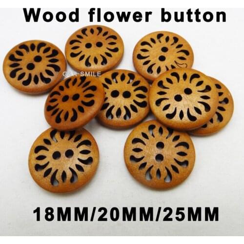 50PCS 20MM Daisy painting wooden carving buttons coat boots sewing clothes accessories MCB-640