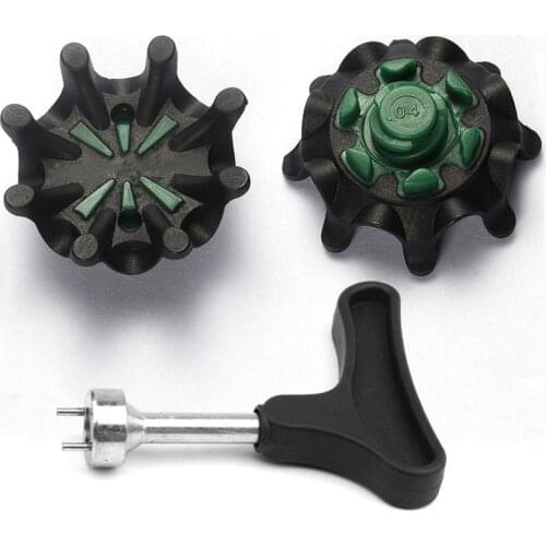 56 pcs / Lot Black Green Golf Shoe Spikes Tri-Lock Golf Shoes Spikes with Wrench Replacement Tooth Height: 5MM