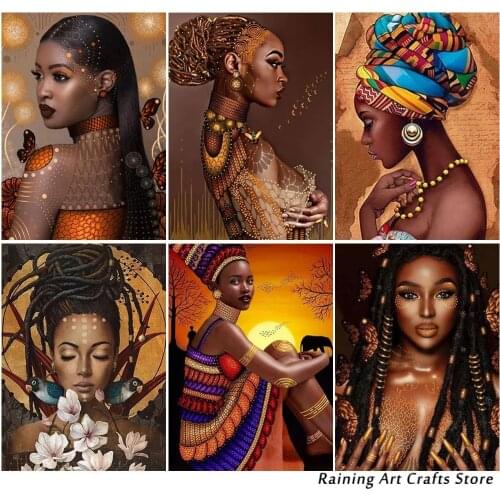 5D Diamond Painting African Woman Portrait Full Drill Rhinestones Embroidery Cross Stitch Kits Mosaic Pictures Home Decoration