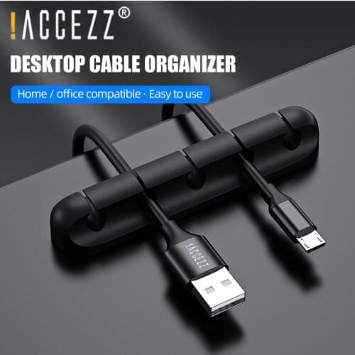 !ACCEZZ Cable Winder Organizer Management Wire Winder Earphone Mouse Cord Paste Silicone Clip Line Desktop Computer Organizer