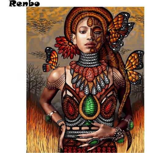 African woman and butterfly diamond painting,Diamond Embroidery ,5D,DIY,Cross Stitch,Diamond Mosaic,Needlework christmas gift