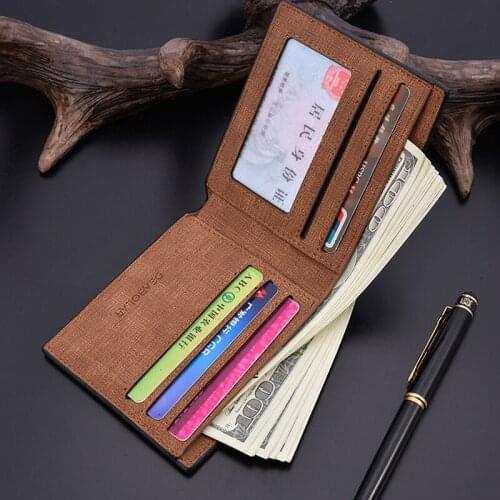 Brand Vintage Man Wallet Male Slim Top Quality Leather Wallets Thin Money Dollar Card Holder Purses For Men