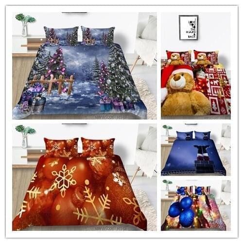 Hot sale 3D Merry Christmas Printing Bedding sets Duvet cover with pillowcases home textiles 2/3 pcs