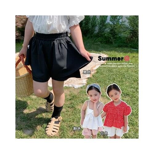 Girls Casual Korean Shorts Summer Thin 2021 New Childrens Baby Girls Solid Double Layer Ruffled Short Pants Toddler Shorts 2-8Y