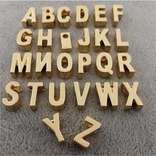 Fnixtar 11*6*4mm 26pcs Gold Color Letter Metal Alloy Charms for Women Jewelry Making New A-Z Alphabet Charm Pendant 26pcs/lot