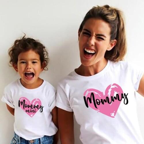 Love Mother Daughter T-shirts Summer Family Matching Outfits Mom Baby Mommy and Me T shirt Clothes Woman Girl Tops Cotton Tees