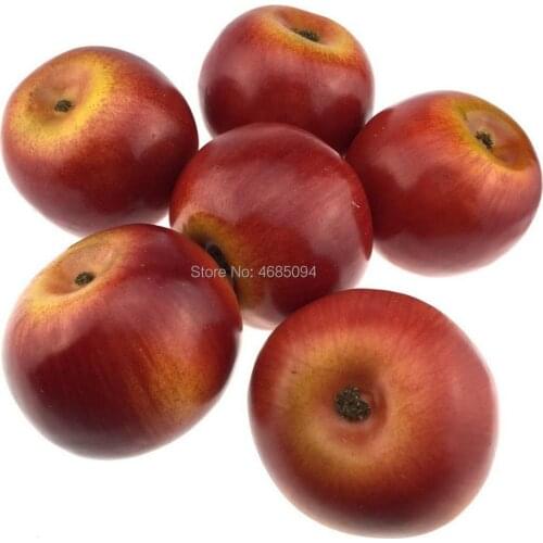 Gresorth 6pcs Lifelike Artificial Red Apple Faux Fake Apples Fruit Home House Kitchen Cabinet Decoration