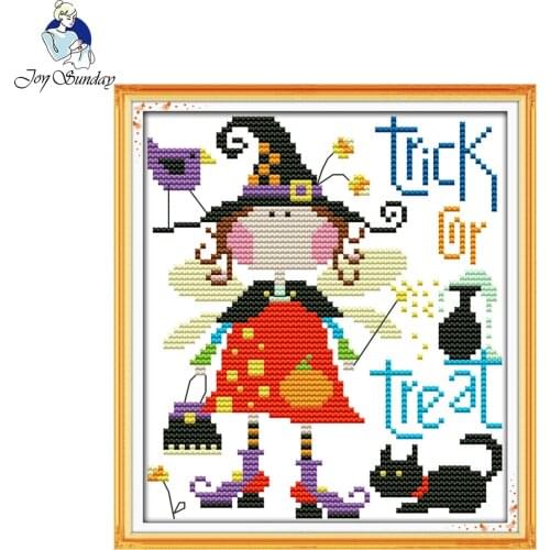 Joy Sunday Halloween Elf Painting Counted Or Stamped 11CT 14CT Kits Cross Stitch Embroidery Needlework Sets Cross Stitch Pattern