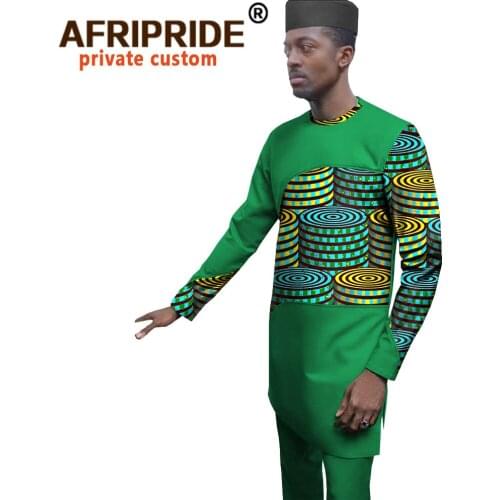 African Men Clothing Set Print Shirts Ankara Pants Tribal Hat 3 Piece Outfits African Traditional Clothes Plus Size A2016026