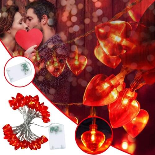 Red Love string lights Valentines Day string lights LED heart-shaped lights Suitable for room garden wedding party decoration