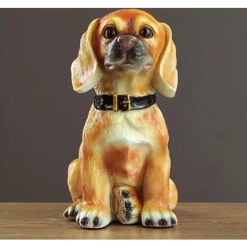 CREATIVE CUTE DOG FIGURINE SIMULATION ANIMAL PUPPY STATUE RESIN ART&CRAFT HOME LIVING ROOM DECORATION WEDDING GIFT R1670
