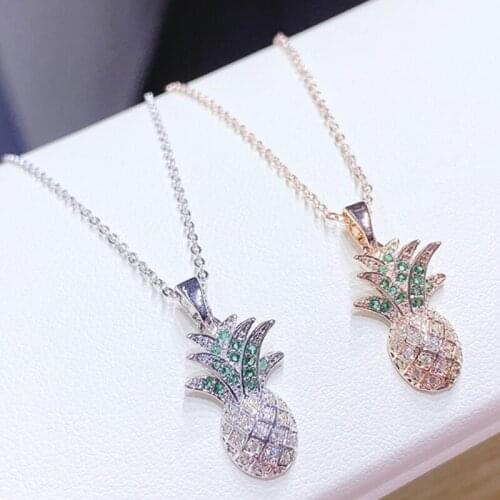 BOTU Creative New Pineapple Fruit Necklace Rose Gold Snake Bones Chain Women Necklace 2021 Fashion Jewelry