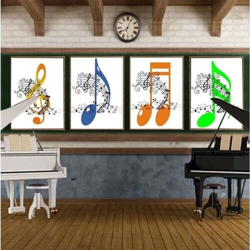 Creative Music Notes Canvas Painting HD Spray Art Posters Classroom Music Room Wall Decoration Pictures Room Decor Aesthetic