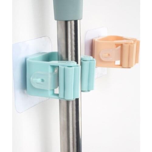 Adhesive Hooks Wall Mounted Mop Organizer Holder Brush Broom Hanger Home Storage Rack Bathroom Suction Hanging Kitchen Hooks