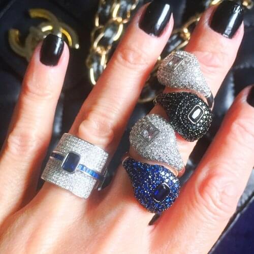 Missvikki Full Austrian Crystal Luxury New Hot Bridal Wedding Open Rings Adjustable with Charm Shiny Jewelry