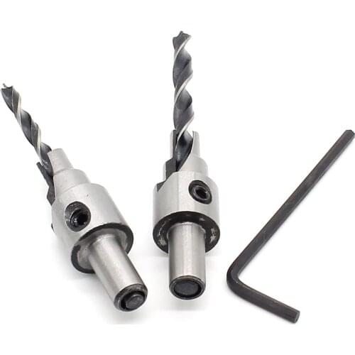 2pc Countersink Drilling 3 Steps Pilot Drill Bits Set Reamer Screw Wood Window Hinge Hole Saw Chamfer 4 6 5 7mm steps 8mm Shank